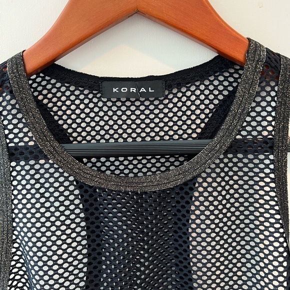 Koral Activewear Tank Top Black Mesh Netting Sleeveless Tank - Picture 2 of 12